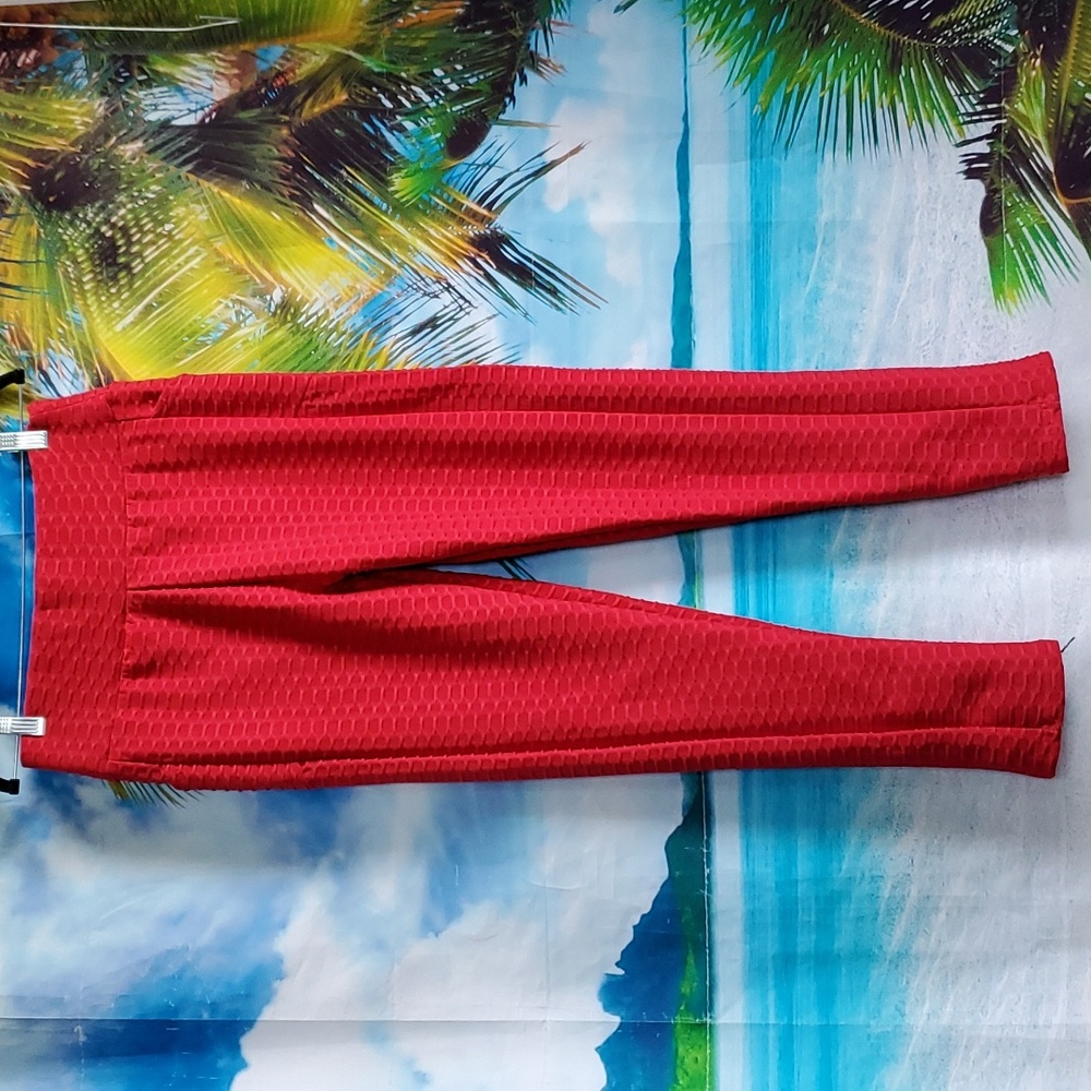 0 to 5 Leggings honeycomb designs fleece lining with side pockets Red XL